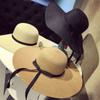 Women Big Wide Brim Visors Foldable Sun Hat Beach Hat Summer Bow Cap Straw Cap