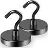 Black Magnetic Hooks Heavy 100Lb Duty Super Strong Neodymium Magnet Hooks with Epoxy Coating for Home, Kitchen, Workplace Office