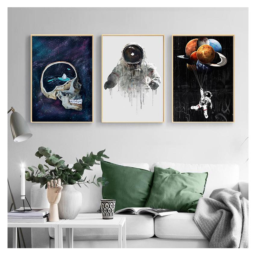 Astronaut Relaxing On Outer Space Moon Drinking Beer Wall Pictures HD Printed Posters for Living Room Funny Canvas Paintings