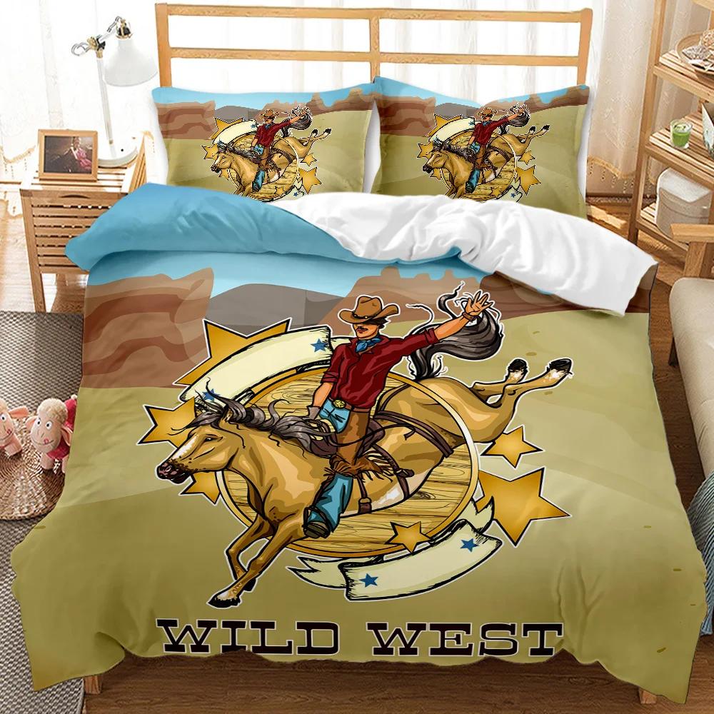 Пододеяльник Western Cowboy для подростков с тематикой Дикого Запада, ковбойская шляпа и пистолет, двойной двуспальный чехол Queen King Size из полиэстера, стеганое одеяло