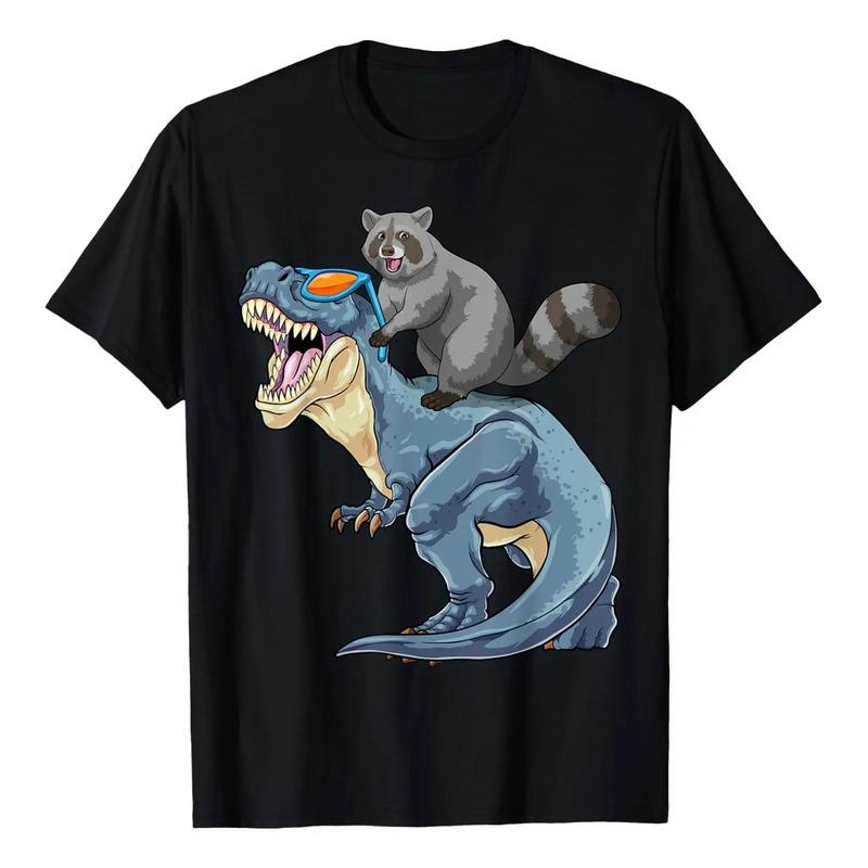 Camiseta Raccoon Riding Dinosaur T-rex Raccoon Trash Panda