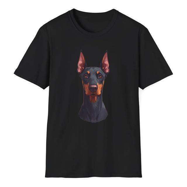 Camiseta Preta Com Estampa De Retrato De Cachorro Doberman