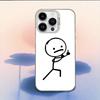 Мультяшный стикмен-человечек Чехол для телефона iPhone 17,16,15,14,13,12,11,Mini,Pro,E,MAX Белый Конфетный Матовый Ударопрочный Чехол