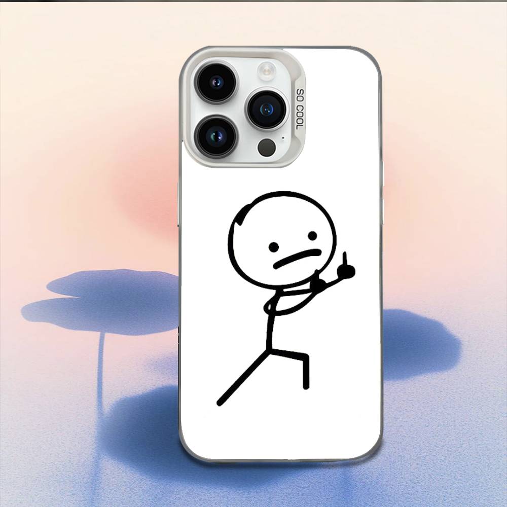 Мультяшный стикмен-человечек Чехол для телефона iPhone 17,16,15,14,13,12,11,Mini,Pro,E,MAX Белый Конфетный Матовый Ударопрочный Чехол