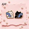 Golden Plated Edge Brooch Holding Fish Cartoon Cat Brooch, Enamel Kitten Alloy Badge Pin, Animal Clothing Accessories for Backpacks Hats Scarves
