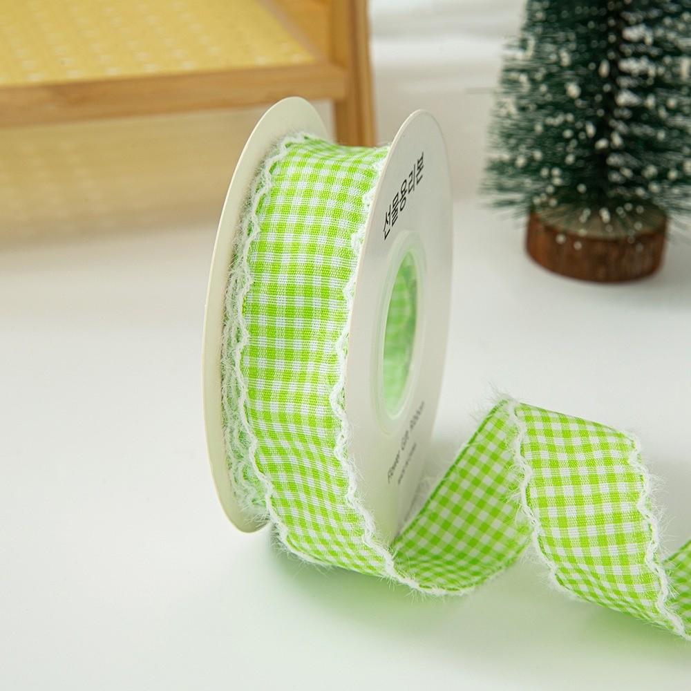 Frayed Edge Gingham Plaid Ribbon 2.5cm Width Wavy Edge Ribbon Checkered Ribbon DIY Bow Craft