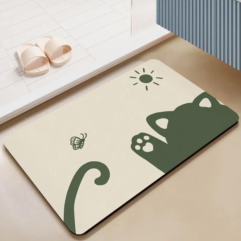 Simple Cat Print Door Mat Decoration Home Bathroom Mat