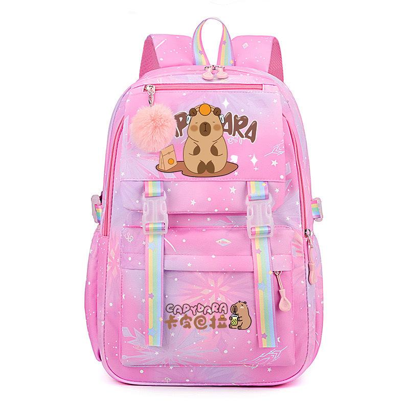 Популярный 2025 Капибара Capybara многоцветный красивый, грязеотталкивающий и прочный, милый школьный рюкзак для детей младшего школьного возраста