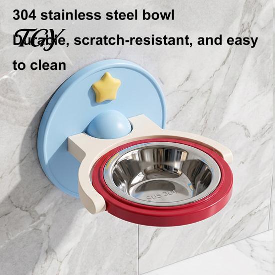 Easy Clean Pet Bowl 2-in-1 Wall Mounted Cat Bowl, Elevated Food Anti-Tipping Foldable Raised Feeding Feeder Shelf, Floating for Indoor Cats,