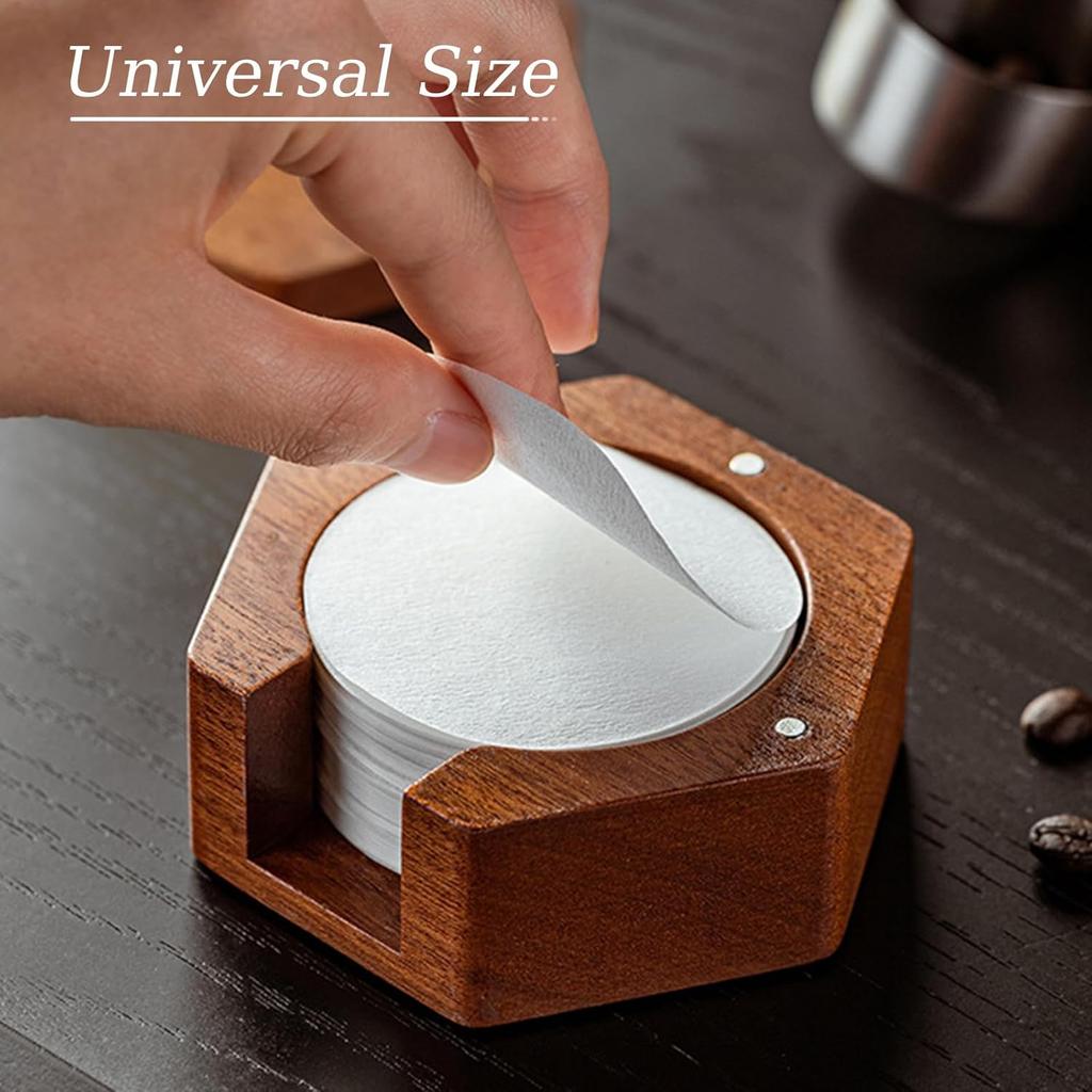 Держатель кофейного фильтра, шестиугольное одноразовое бумажное хранилище кофейных фильтров, сетчатый фильтр для хранения эспрессо, деревянные коробки размером 51 мм/53 мм/55 мм/58 мм - с крышкой