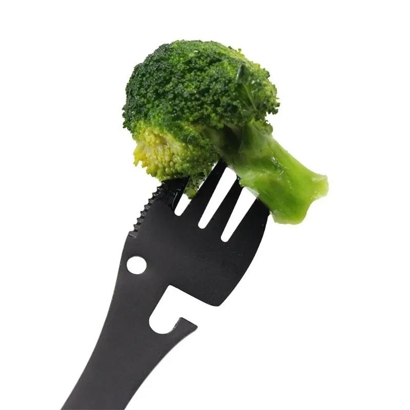 Многофункциональная ложка-вилка из нержавеющей стали, портативная посуда из нержавеющей стали, открывалка для бутылок, походная посуда для кемпинга на открытом воздухе