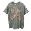 Gildan 90s Old Giraffe Short Sleeve T-shirt S Khaki Gray Animal Men's Used