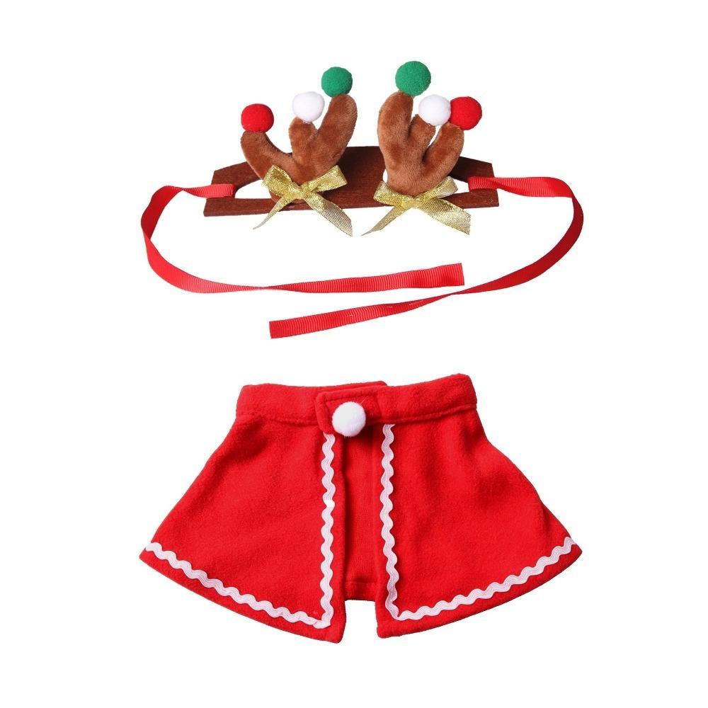 2PCS/Set Warm Christmas Pet Antler Cape Set Lightweight Dog Christmas Costume Small Dogs Cats