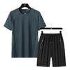 Short Sleeved Set for Men's Summer Thin Ice Silk Quick Drying T-shirt Two-piece Set of Shorts Sportswear