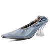 Women Pumps Natural Leather Shoes Plus Size 22-26.5cm Length Soft Sheepskin Pointed Crystal Heel Full Leather Shoes