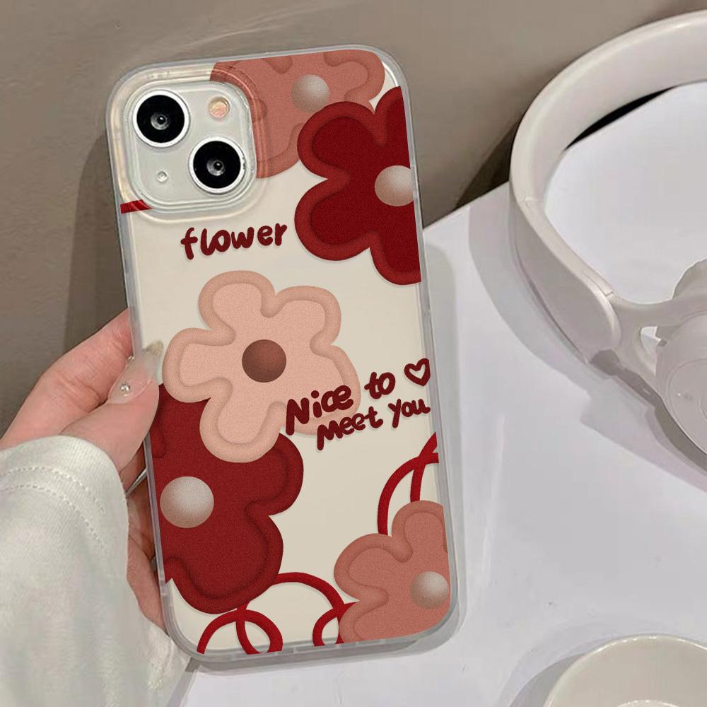 Чехлы для мобильных телефонов iPhone 11 13 15 Pro Max 12 14 Pro Max Чехол для iPhone 16 15 Plus 13 Pro 12 Матовая текстура с рисунком в виде мультяшных цветов