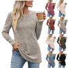 Women Fashion O Neck Long Sleeve Tops Knitted Ribbed Solid Color Autumn Spring Blouse