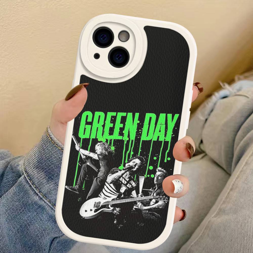 Rock Band G-Green Day Leather Phone Case For IPhone 15 14 13 Pro Max 12 11 16 Plus Phone Cover