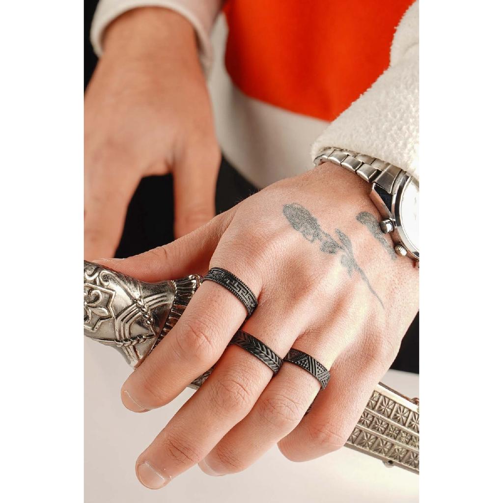 Набор регулируемых колец из трех частей унисекс с черным покрытием