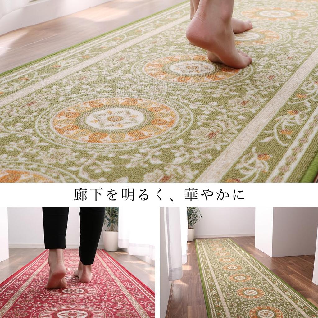 Ikehiko Repellent Hallway Mat 79 x 180 cm Wine Water Repellent Elegance Pattern Nylon 4550317108655 "Water Roman" Non-Slip