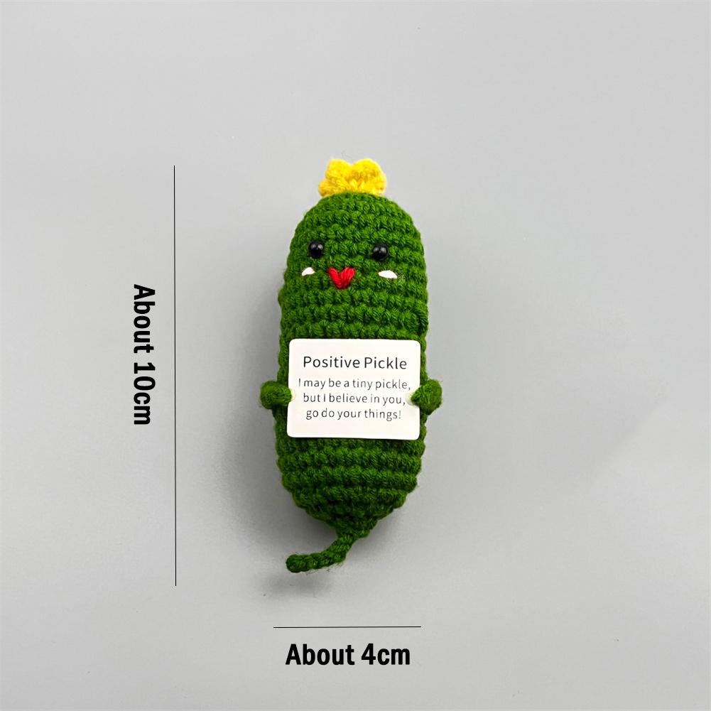 Ручная работа Эмоциональная поддержка Соленый огурец Крючком Смайлик Кислый огурец Вязаный Соленый огурец с Позитивной цитатой Подбадривающий подарок Крючком Декор