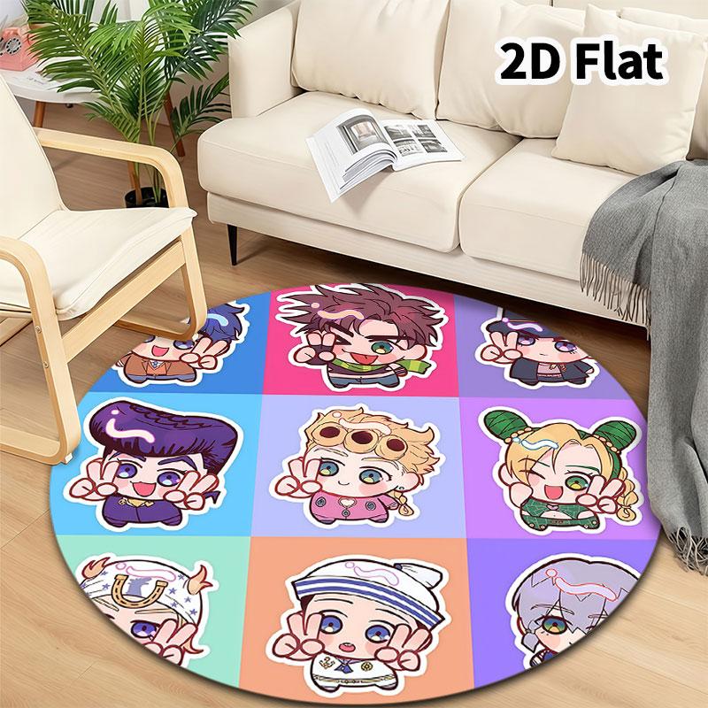 Ковер круглый ковер JoJo's Bizarre Adventure для гостиной, спальни, дивана, игровой комнаты, нескользящий коврик для пола