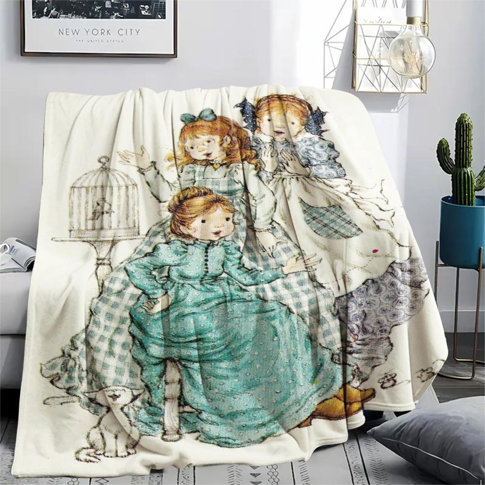 1PC Sarah Kay Print Flannel Blanket, High quality Comfortable for All Seasons, Home Decor, Warmth and Comfort, Perfect for Christmas Gifts145