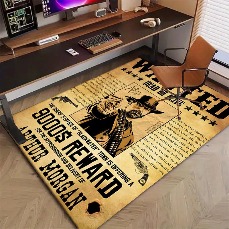 Red Dead Redemption Printed Area Rug Carpet for Bedroom Living Room Home Decor Rugs Mat Non Slip Mat Rug for Bedside
