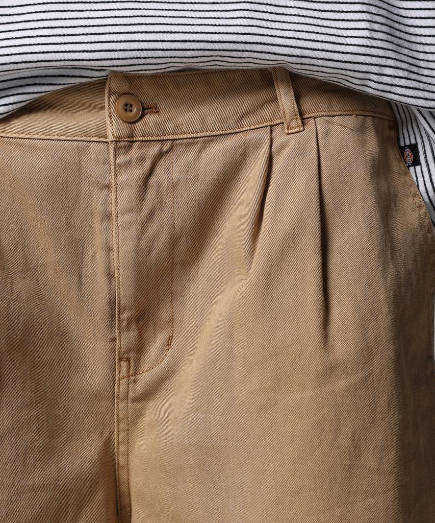 DICKIES Garment Dyed One-Pleat Twill Shorts Khaki