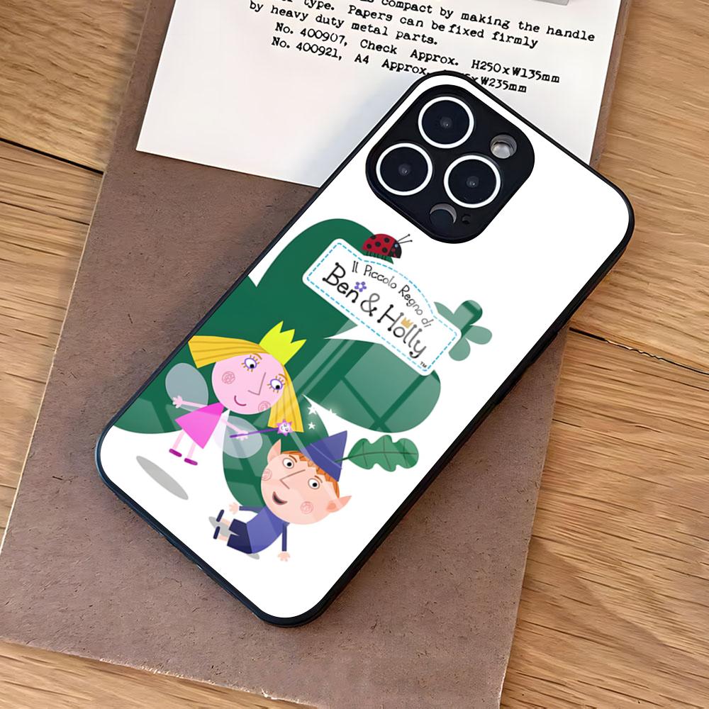 Чехол для телефона Бен и Холли Маленькое королевство Для iPhone 17 Air 16 E Pro Max 15 14 13 Mini 12 Pro 11 Max Plus Черная стеклянная крышка