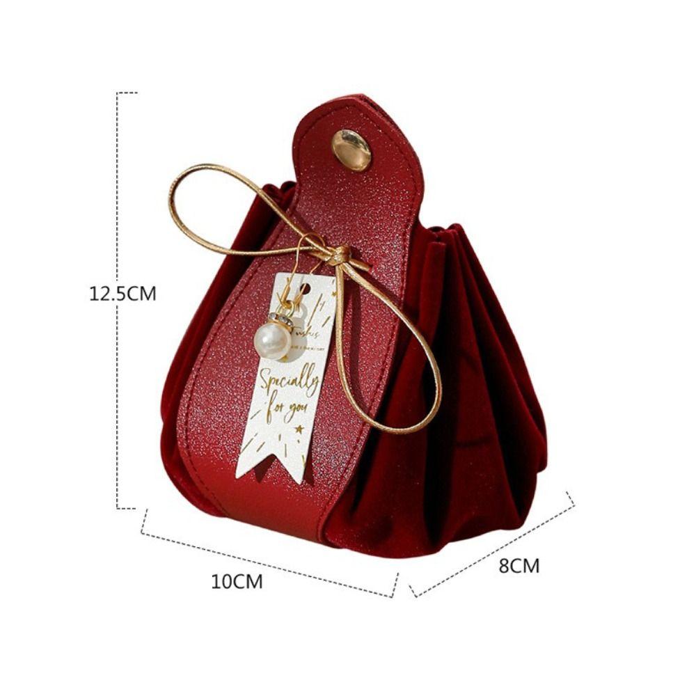 Pu Leather candy bags With Pearls Gift Party Candy Box Creative Gift Flannel Bag For Wedding