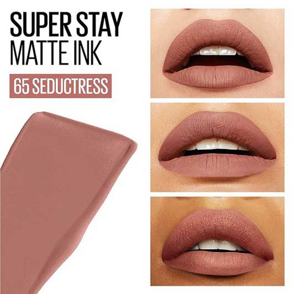 Maybelline Superstay Matte Ink Lipstick Seductress 65 Nude Long Lasting 16Hr Wear Transfer Proof Smudge Free Liquid Lip Color 5ml