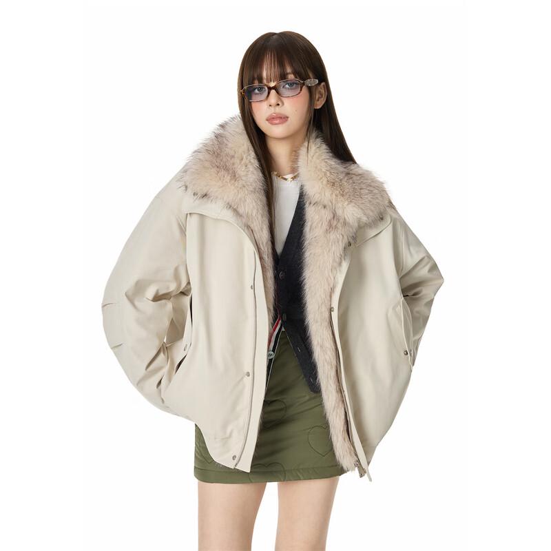 Мужская пуховая куртка GROUND ZERO в байкерском стиле со съемным меховым воротником