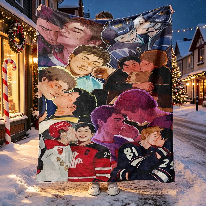 Heated Rivalry Pattern Blanket for Home Decoration, Bed, Sofa, Car Travel, Camping, Suitable for All Seasons, Birthday Christmas Gift