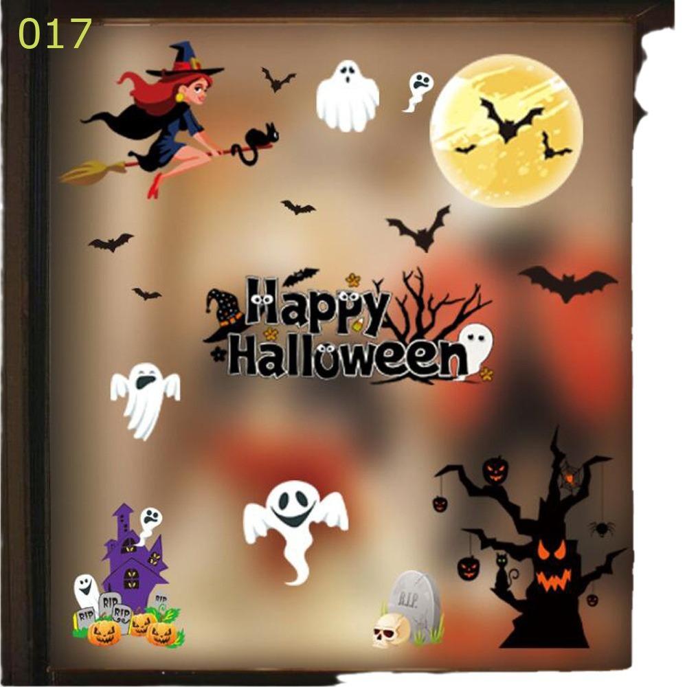 Хэллоуин Отель Торговый центр Школьный класс Наклейка на окно Тыква Скелет Волшебник Летучая мышь И другие Стеклянные наклейки Наклейки на стену
