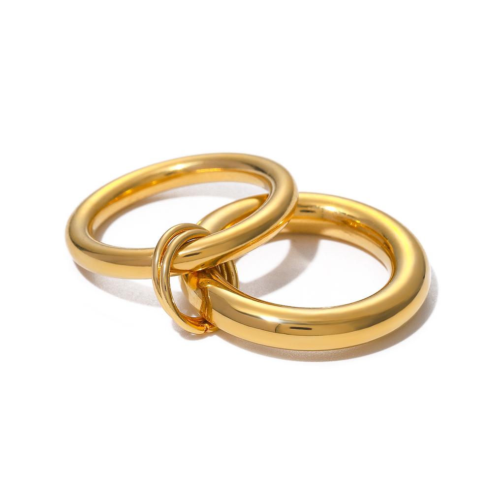 Yori Изящное Кольцо для Наслоения из Нержавеющей Стали с Покрытием 18K Золотом для Женщин Гипоаллергенное Водонепроницаемое Изящное Украшение