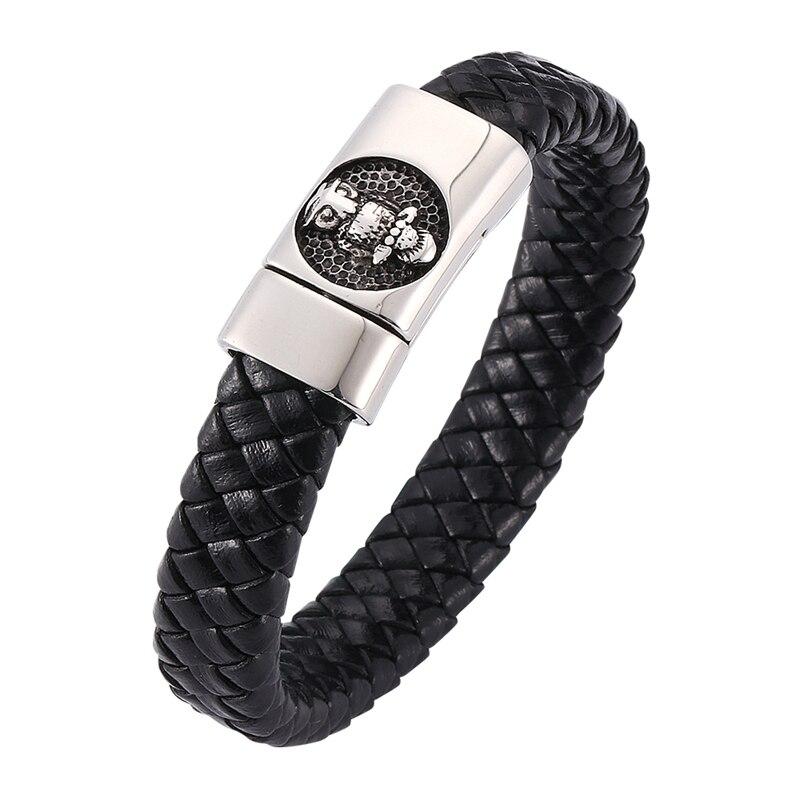 Fashion Men OWL Leather Bracelet Stainless Steel Clasp Fashion Bangles Jewelry Pulseras Hombre
