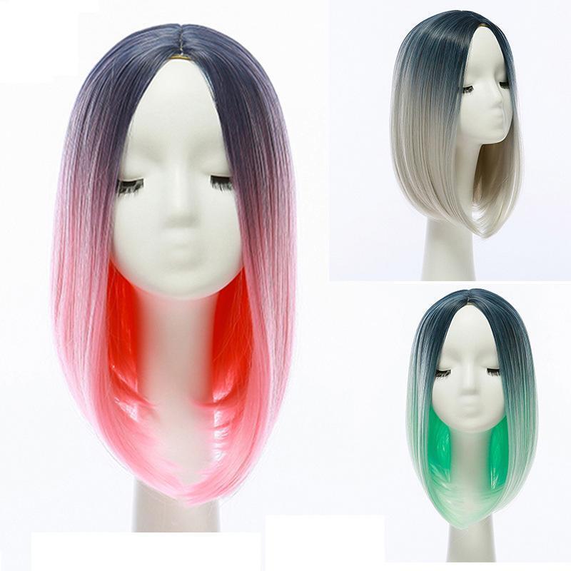 Short Hair Bob Wig With Gradient Color For Women And Natural Look