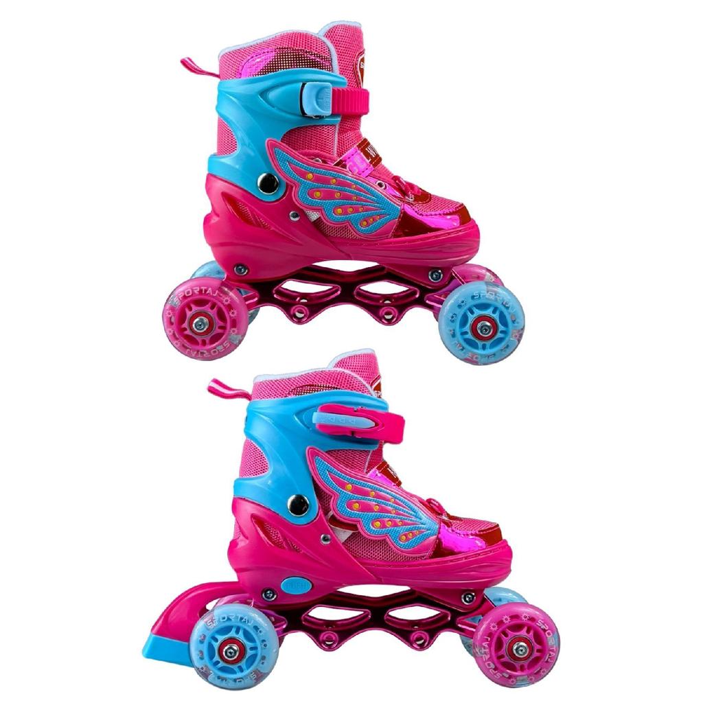 Angel Winged Illuminated Skates 2 2 Girl's Skates Silicone Wheel, 3 In 1 Wheel With Carrying Bag