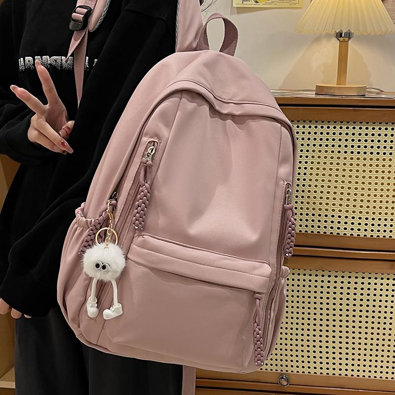 Сплошной цвет, студенческий рюкзак большой емкости, школьный рюкзак для младших и старших классов, женская школьная сумка