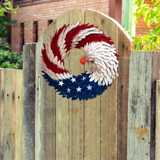 Independence Day Patriotic Eagle Wooden Plaque Red White Blue Bird Indoor Outdoor Front Door