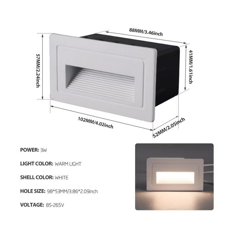 LED IP65 Waterproof Stairs Step Light Outdoor Wall Lamp Corner Garden Street Footlight Recessed for Porch Yard Balcony 220V