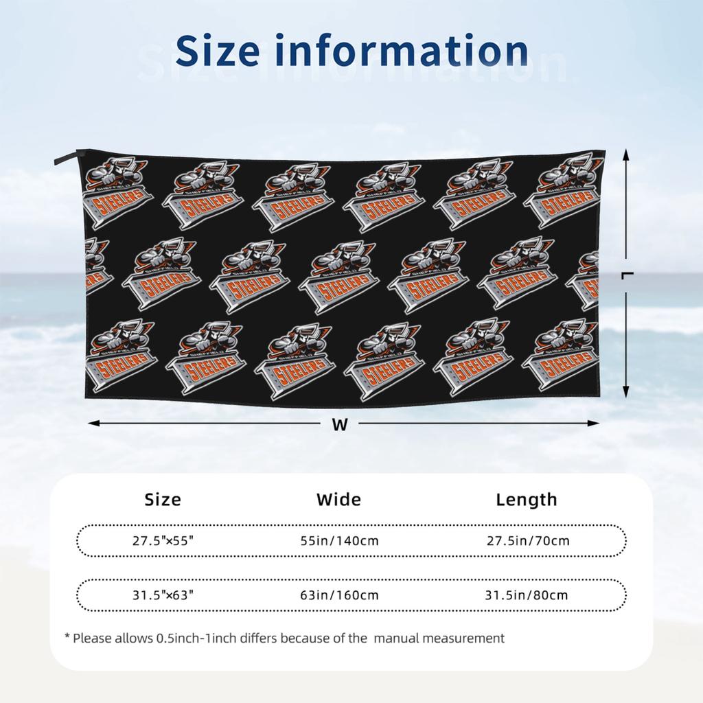 Пляжное полотенце Sheffield Steelers Мягкое Микрофибра Быстросохнущее Впитывающее Быстрые полотенца Для плавания