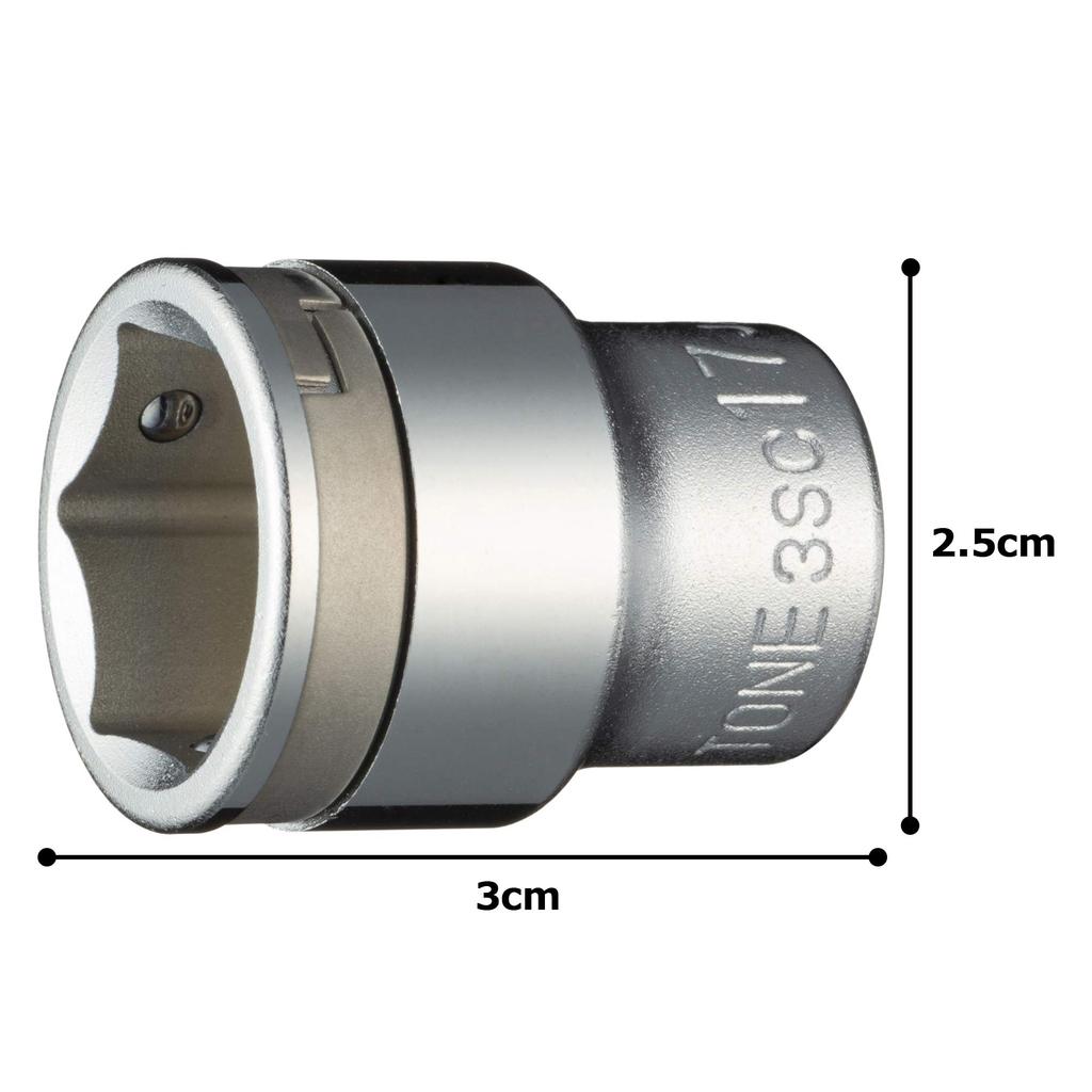 TONE Nut Catch Socket Drive Angle Width Across Flats 17mm (hexagonal) 3SC-17 9.5mm (3/8")