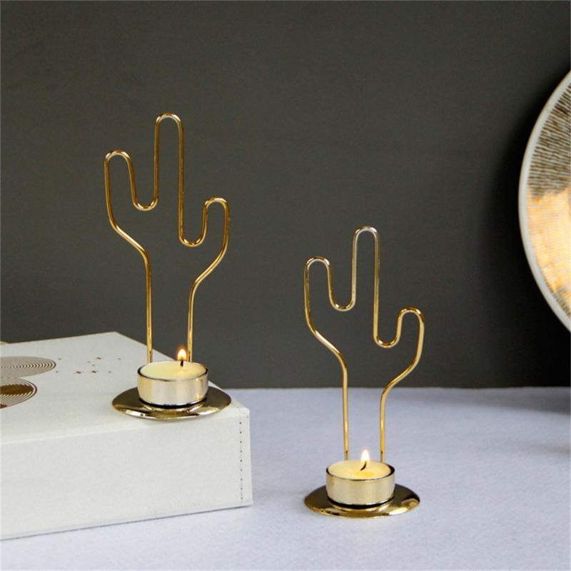 European Cactus Shape Metal Candle Holder Iron Tealights Candle Stand Round Candlesticks Vintage Desktops Decorations