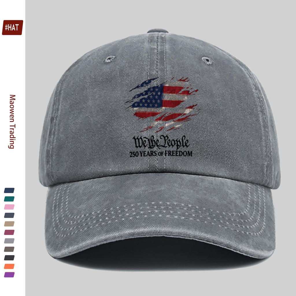 pc American Flag th Anniversary Print Baseball Cap with Confident and Proud Design Adjustable Strap Vintage Washed Fishing