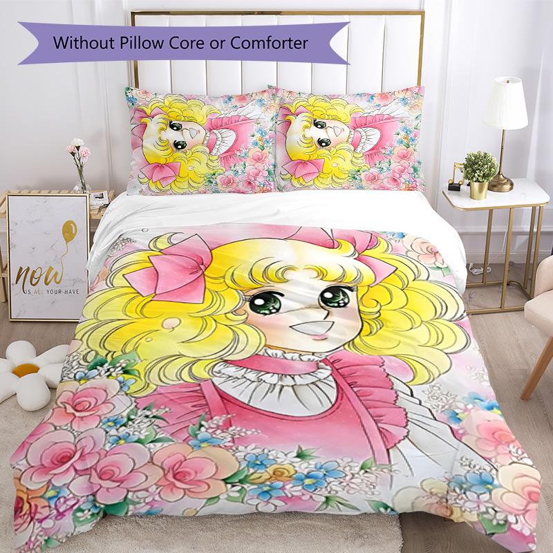 Candy Candy 3pcs Bedding Set Duvet Cover Closure Includes 1 Duvet Cover & 2 Pillowcases for All Seasons Bedroom Home Dorm Decor