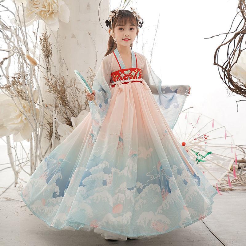 Платье для девочек Ханьфу, платье феи в китайском стиле династии Тан