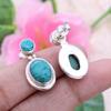 Серьги с бирюзовыми камнями, изготовленные в лаборатории, серьги ручной работы, дизайнерские серьги, подарок для нее, ювелирные изделия из стерлингового серебра 925 пробы