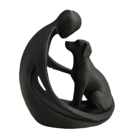 Dog And Owner Statue Ornament, Compact 3D Printed Sculpture, Nordic Minimalist Desktop Decoration for Pet Lover Home Crafts